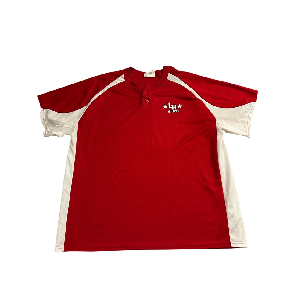Teamwork‎ Athletic Apparel Henley Jersey Mens 2XL Red White Excellent LH South